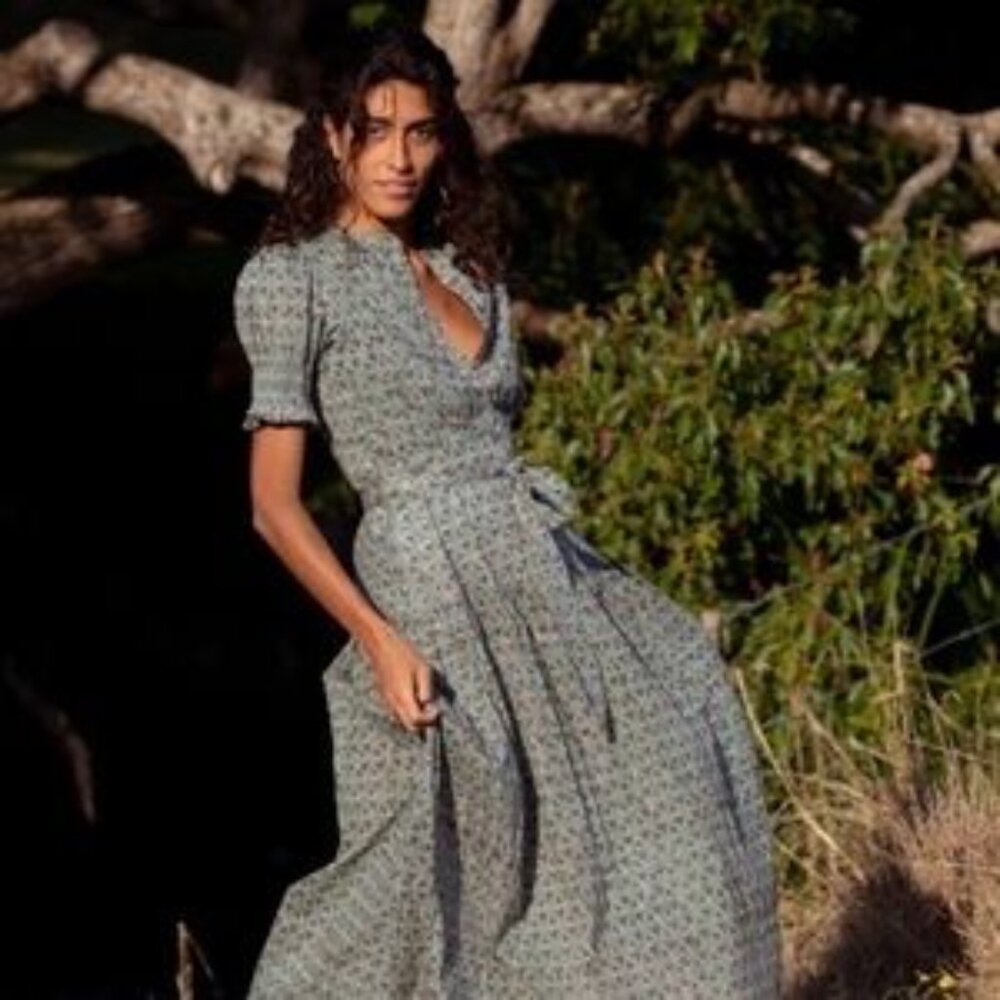 Daughters of India Sage Green Prarie Dress